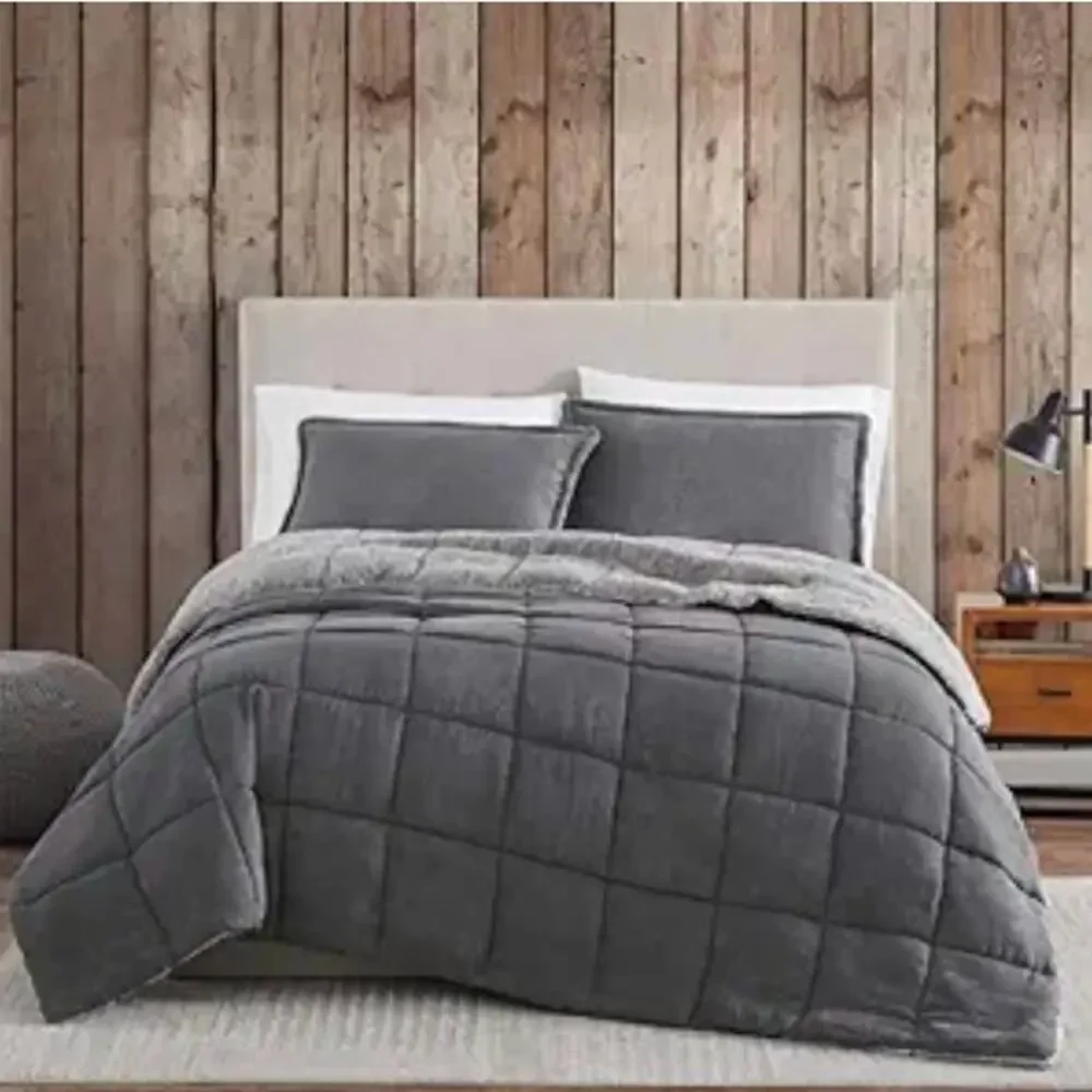 Eddie Bauer - King Comforter Set, Microsuede Bedding with Soft Sherpa Comforter